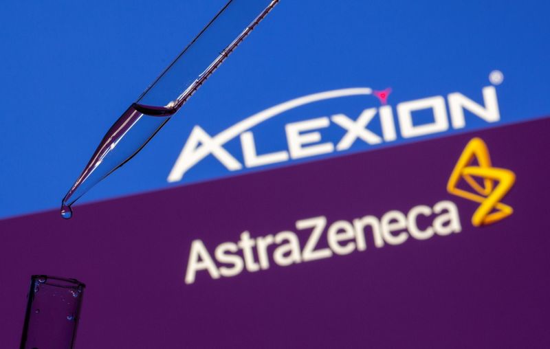 &copy; Reuters. FILE PHOTO: A test tube is seen in front of displayed Alexion Pharma and AstraZeneca logos in this illustration taken on July 14, 2021. REUTERS/Dado Ruvic/Illustratio