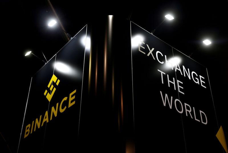 &copy; Reuters. FILE PHOTO: The logo of Binance is seen on their exhibition stand at the Delta Summit, Malta's official Blockchain and Digital Innovation event promoting cryptocurrency, in Ta' Qali, Malta October 3, 2019.   REUTERS/Darrin Zammit Lupi/File Photo