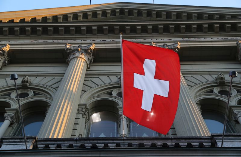 &copy; Reuters. Switzerland's national flag flies at the Swiss Federal Palace (Bundeshaus), the seat of the parliament and the government, in Bern, Switzerland March 18, 2021. Picture taken March 18, 2021.  REUTERS/Arnd WIegmann