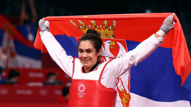 © Reuters. الصربية ميليتسا مانديتش أثناء مشاركتها في أولمبياد طوكيو يوم الثلاثاء. رويترز