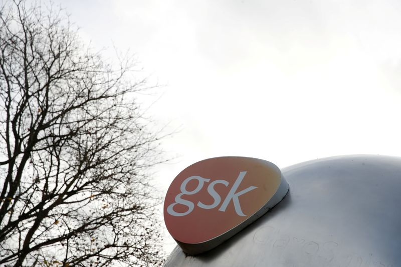 &copy; Reuters. FILE PHOTO: Company logo of pharmaceutical company GlaxoSmithKline is seen at their Stevenage facility, Britain October 26, 2020. REUTERS/Matthew Childs/File Photo