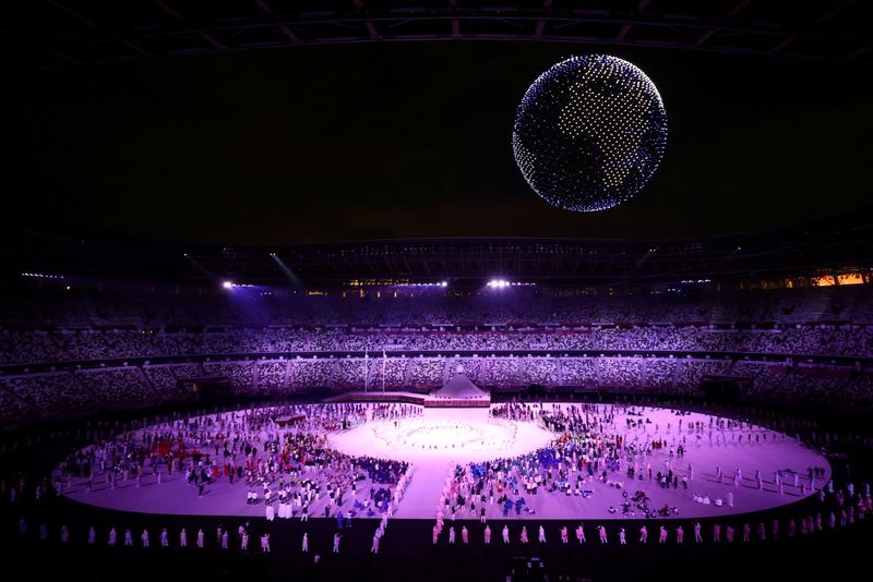 &copy; Reuters. Estádio Olímpico de Tóquio durante cerimônia de abertura da Olimpíada
23/07/2021 REUTERS/Marko Djurica