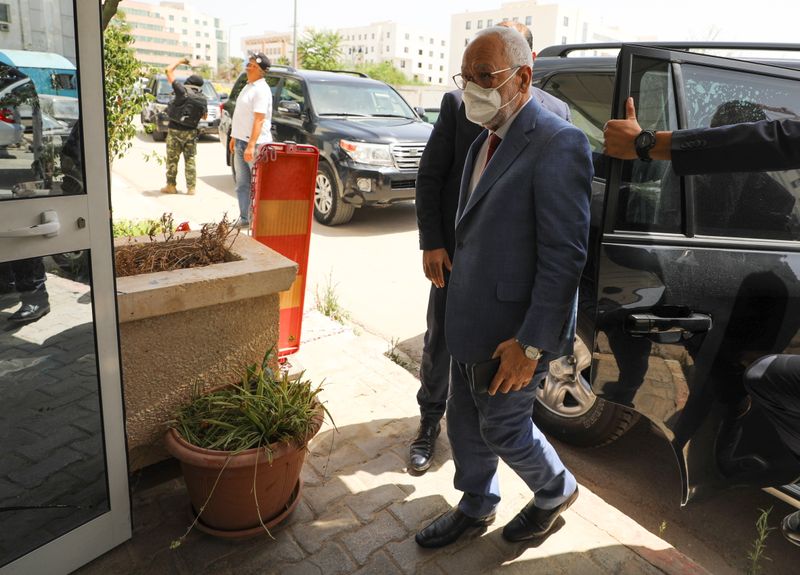 &copy; Reuters. Parliament Speaker Rached Ghannouchi, head of the moderate Islamist Ennahda, arrives at the party's headquarters in Tunis, Tunisia, July 29, 2021. REUTERS/Ammar Awad
