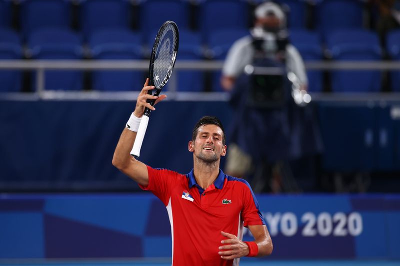 © Reuters.  Jul 29, 2021 
Novak Djokovic, de Serbia, después de ganar su partido de cuartos de final contra Kei Nishikori de Japón 
REUTERS/Edgar Su