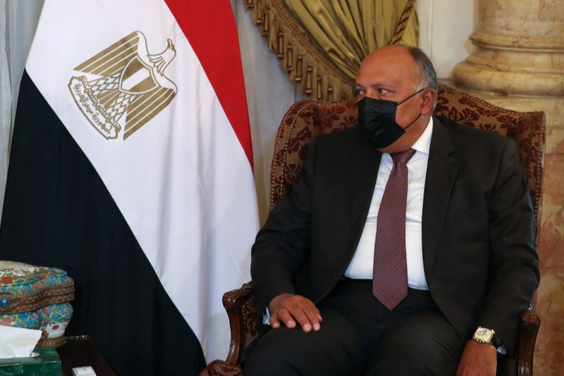 &copy; Reuters. وزير الخارجية المصري سامح شكري في القاهرة يوم 14 يوليو تموز 2021. تصوير: محمد عبد الغني - رويترز.