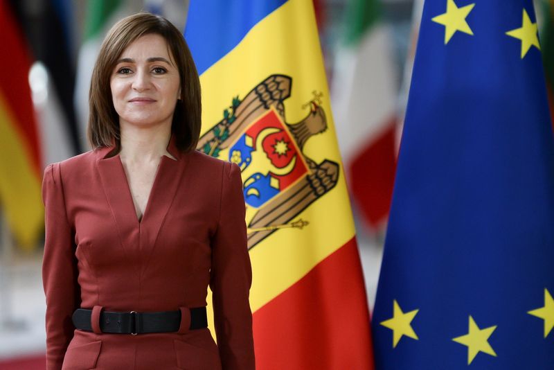 &copy; Reuters. Moldova's President Maia Sandu poses as she meets European Council President Charles Michel in Brussels, Belgium, January 18, 2021. REUTERS/Johanna Geron/Pool