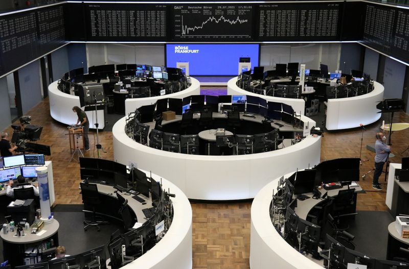 &copy; Reuters. FILE PHOTO:  The German share price index DAX graph is pictured at the stock exchange in Frankfurt, Germany, July 29, 2021. REUTERS/Staff