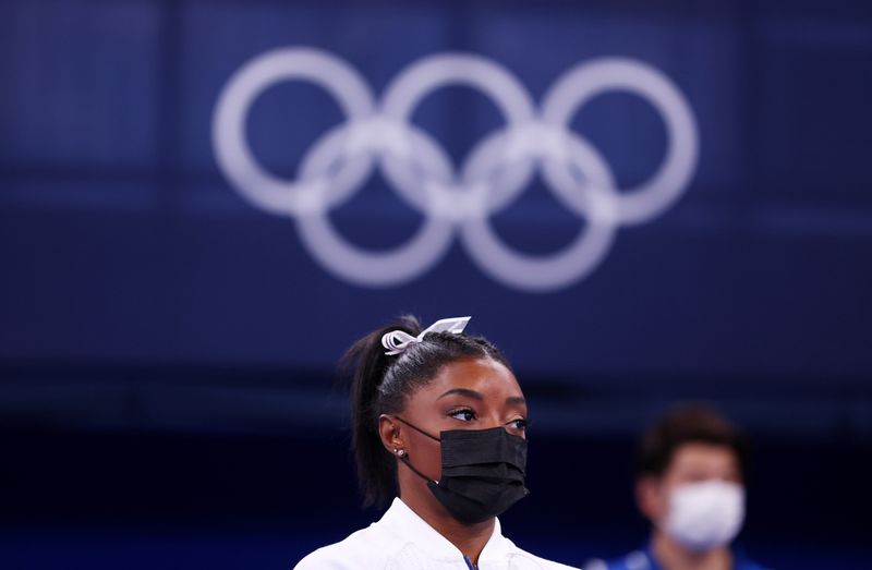 &copy; Reuters. Simone Biles nos Jogos de Tóquio
 27/7/2021   REUTERS/Mike Blake