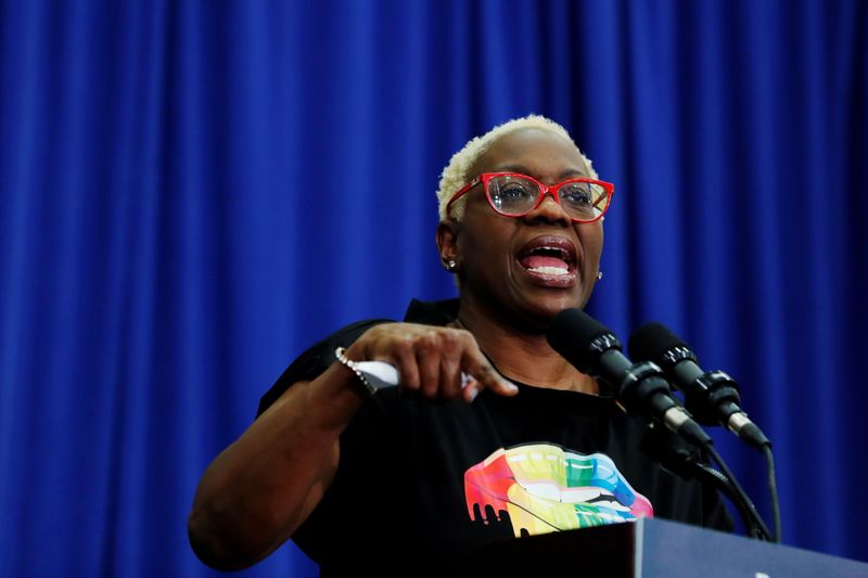 &copy; Reuters. FILE PHOTO: Supporter of U.S. Democratic presidential candidate Bernie Sanders, Nina Turner, speaks during a town hall in Flint, Michigan, U.S.,March 7, 2020. REUTERS/Lucas Jackson/File Photo