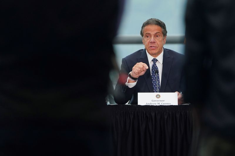&copy; Reuters. FILE PHOTO: New York Governor Andrew Cuomo gives a press conference in the Manhattan borough of New York City, New York, U.S., June 2, 2021.  REUTERS/Carlo Allegri/File Photo