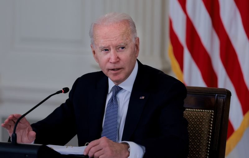 © Reuters. FILE PHOTO: U.S. President Joe Biden in the State Dining Room at the White House in Washington, U.S., July 30, 2021. REUTERS/Evelyn Hockstein 