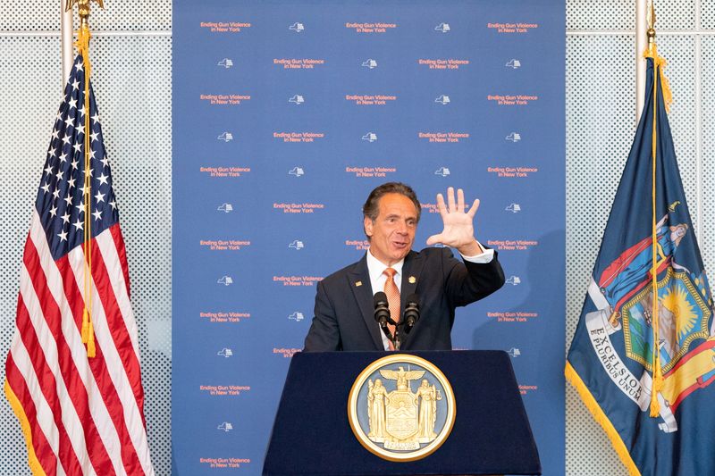 &copy; Reuters. FILE PHOTO: New York Governor Andrew Cuomo speaks during a news conference in New York City, New York, U.S., July 6, 2021. REUTERS/Jeenah Moon