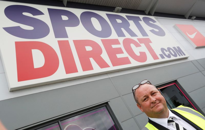 &copy; Reuters. FILE PHOTO: Mike Ashley, founder and majority shareholder of sportswear retailer Sports Direct, leads journalists on a factory tour after the company's AGM, at the company's headquarters in Shirebrook, Britain, September 7, 2016. REUTERS/Darren Staples/Fi