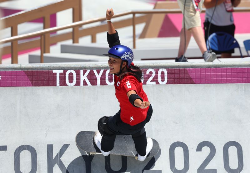 &copy; Reuters. Ago 4, 2021.  
Foto del miércoles de la japonesa Sakura Yosozumi en acción en la prueba en la que se llevó la medalla de oro. 
REUTERS/Mike Blake