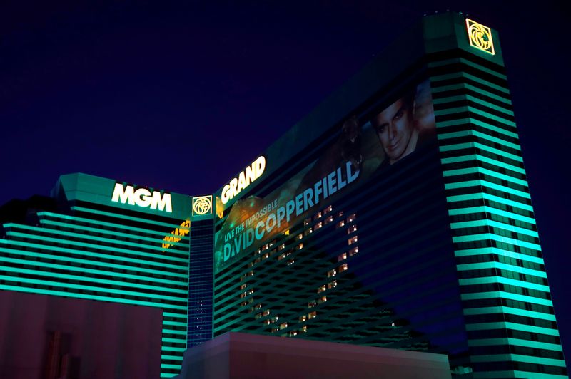 &copy; Reuters. A heart is formed with window lights at the MGM Grand hotel-casino during the shutdown of all casinos and nonessential businesses, an effort to slow the spread of the novel coronavirus, in Las Vegas, Nevada, U.S. April 3, 2020.  REUTERS/Steve Marcus