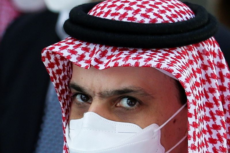 &copy; Reuters. وزير الخارجية السعودي الأمير فيصل بن فرحان آل سعود لدى وصوله لحضور اجتماع في ايطاليا يوم 29 يونيو حزيران 2021. تصوير: يارا ناردي - رويترز.