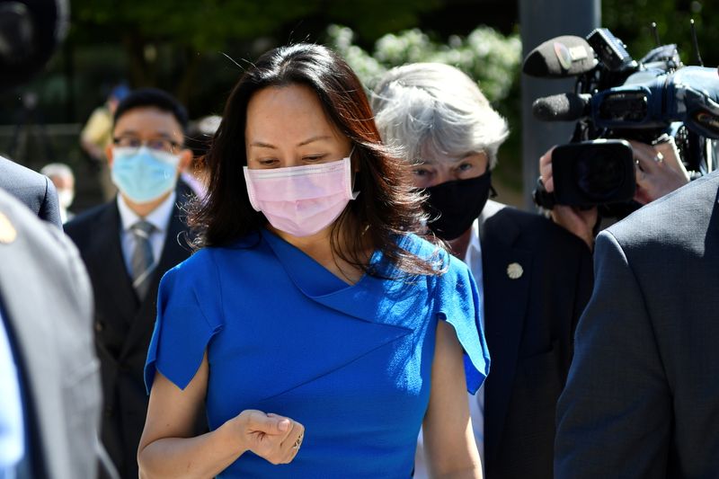 © Reuters. Huawei Technologies Chief Financial Officer Meng Wanzhou leaves a court hearing during a lunchbreak in Vancouver, British Columbia, Canada, August 4, 2021. REUTERS/Jennifer Gauthier