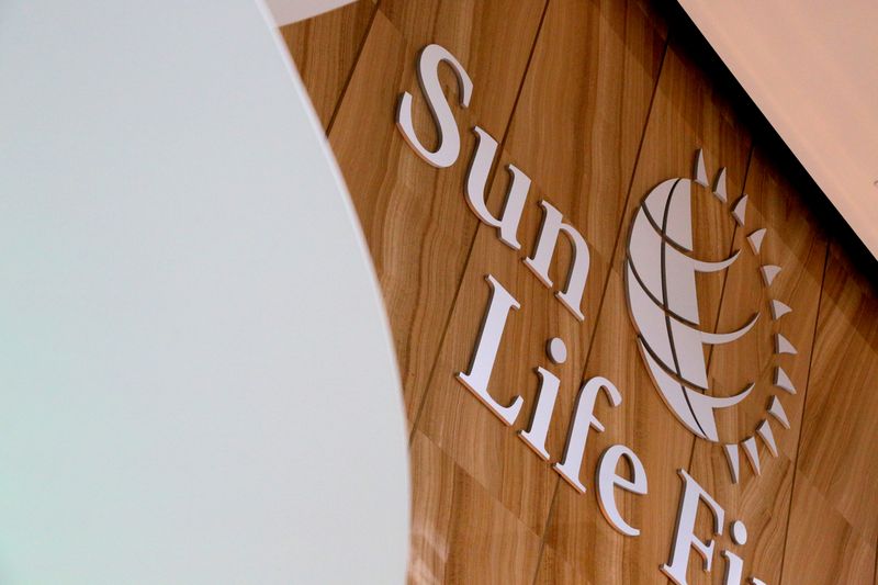 &copy; Reuters. FILE PHOTO: The Sun Life Financial logo is seen at their corporate headquarters of One York Street in Toronto, Ontario, Canada, February 11, 2019.  REUTERS/Chris Helgren