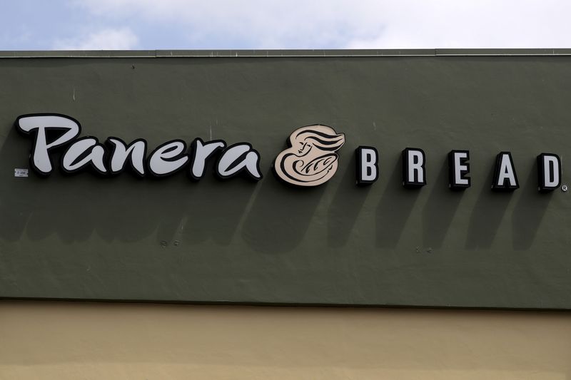 © Reuters. FILE PHOTO: A Panera restaurant logo is pictured on a building in North Miami, Florida March 19, 2016. REUTERS/Carlo Allegri/File Photo