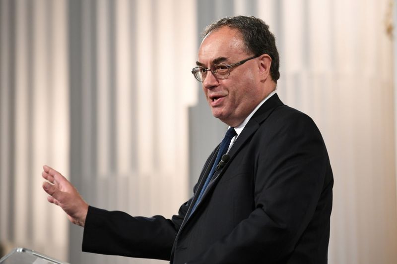 &copy; Reuters. FILE PHOTO: Bank of England Governor Andrew Bailey speaks at the Financial and Professional Services Address, previously known as the Bankers dinner, at Mansion House in London, Britain July 1, 2021. Stefan Rousseau/Pool via REUTERS/File Photo