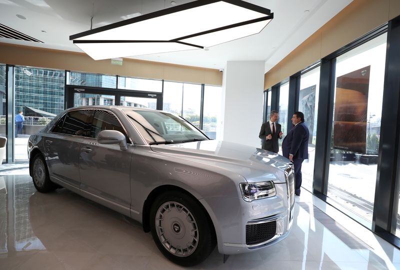 &copy; Reuters. An Aurus Senat car is on display during a ceremony to launch the sales of Russia's very first luxury automobile brand Aurus at an official showroom in Moscow, Russia August 23, 2019. REUTERS/Evgenia Novozhenina