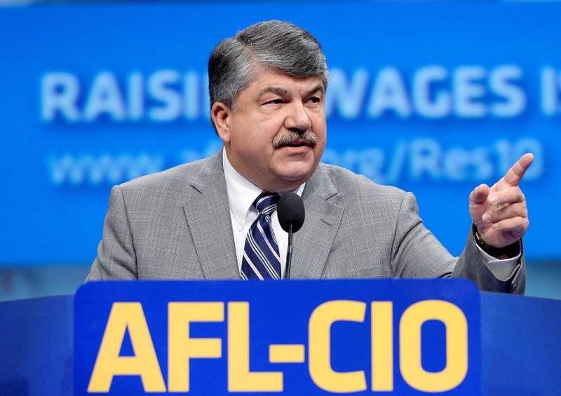 &copy; Reuters. FILE PHOTO: Richard Trumka, president of American Federation of Labor-Congress of Industrial Organizations (AFL-CIO), speaks during the AFL-CIO 2013 Convention in Los Angeles, California September 10, 2013. REUTERS/Kevork Djansezian/File Photo