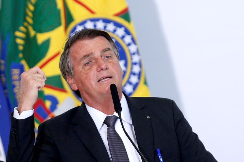 &copy; Reuters. Presidente Jair Bolsonaro no Palácio do Planalto
13/07/2021
REUTERS/Adriano Machado