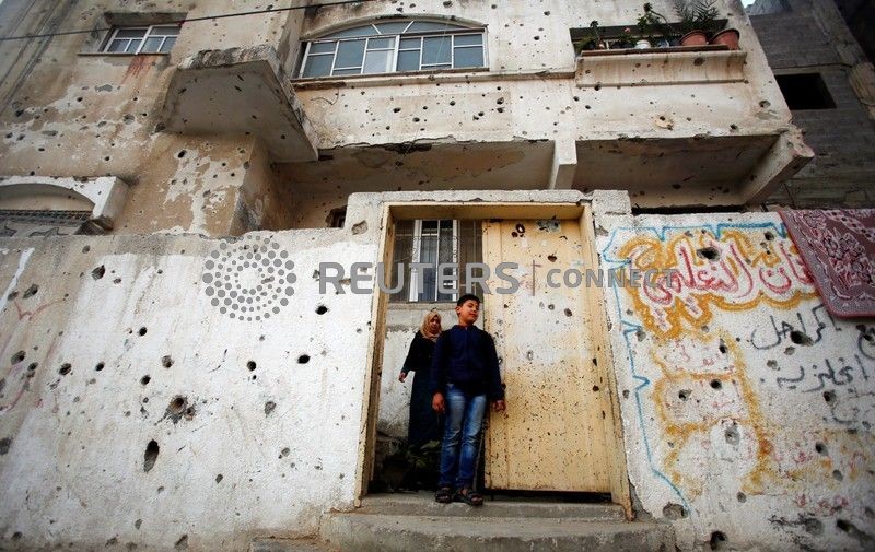 &copy; Reuters. 　パレスチナ自治区にある、面積３６５平方キロメートルのガザ地区では人口が増加しており、新たな住宅需要も高まっている。写真はガザ地区北部のベイトハヌンで、２０１４年の攻撃で