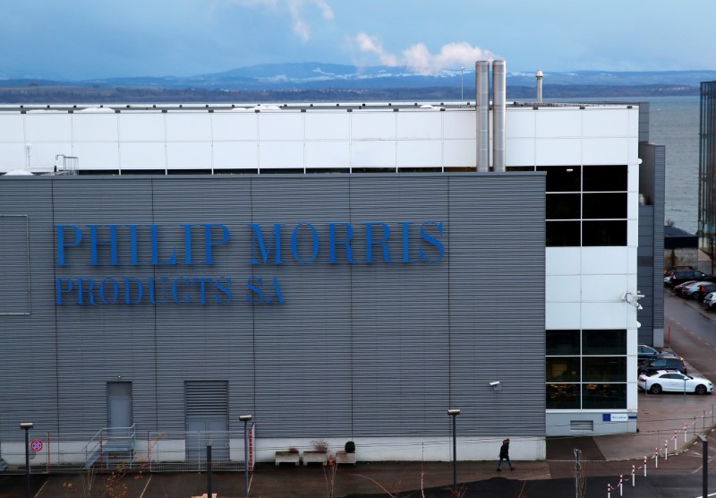 &copy; Reuters. FILE PHOTO: A Philip Morris logo is pictured on a factory in Serrieres near Neuchatel, Switzerland December 8, 2017/File Photo