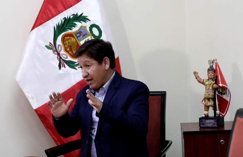 &copy; Reuters. El primer ministro de Perú, Guido Bellido, en una entrevista con Reuters en Lima. Perú, 7 de agosto de 2021. REUTERS/Angela Ponce