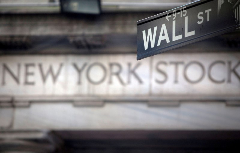 &copy; Reuters. FILE PHOTO: A Wall Street sign is pictured outside the New York Stock Exchange in New York, October 28, 2013.  REUTERS/Carlo Allegri 