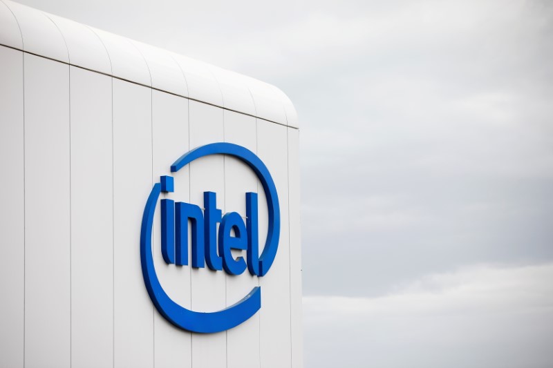 &copy; Reuters. FILE PHOTO: U.S. chipmaker Intel Corp's logo is seen on their "smart building" in Petah Tikva, near Tel Aviv, Israel. December 15, 2019.  REUTERS/Amir Cohen