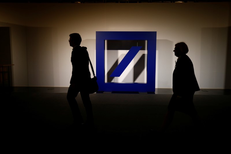 &copy; Reuters. The logo of Deutsche Bank is seen at its headquarters ahead of the bank's annual general meeting in Frankfurt, Germany May 18, 2017.  REUTERS/Ralph Orlowski/Files