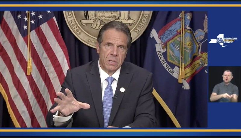 &copy; Reuters. New York Governor Andrew Cuomo makes a statement as he announces he will resign in this screen grab taken from a video released by the Office of the NY Governor, in New York, U.S., August 10, 2021. Office of Governor Andrew M. Cuomo/Handout via REUTERS  T