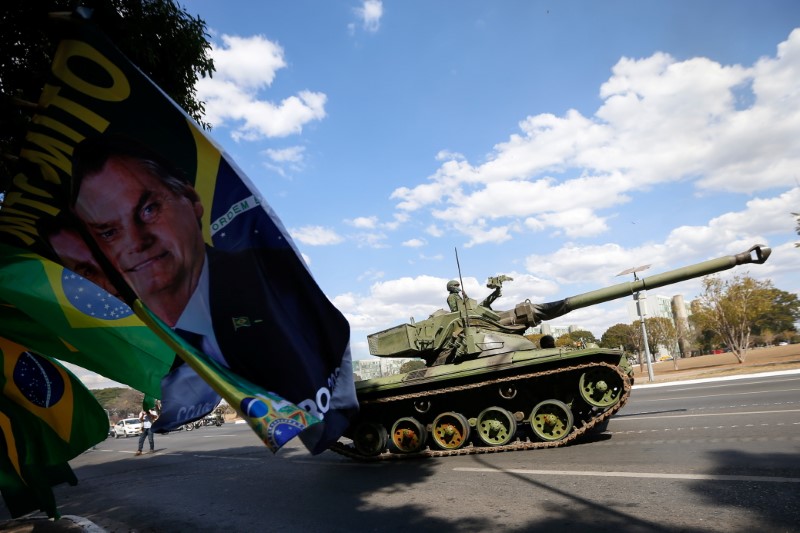 &copy; Reuters. Desfile militar em frente ao Palácio do Planalto 
10/08/2021 REUTERS/Adriano Machado