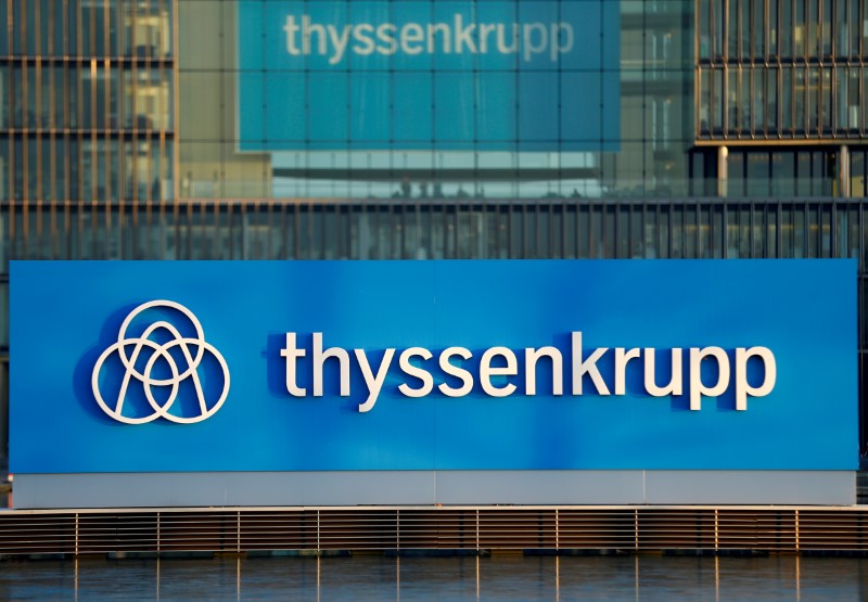 &copy; Reuters. Logo di Thyssenkrupp AG presso la sede di Essen, Germania, 21 novembre 2018. REUTERS/Thilo Schmuelgen