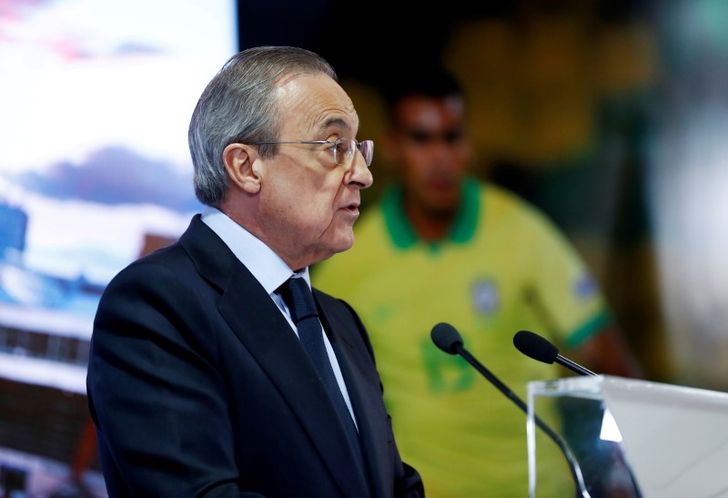 &copy; Reuters. Presidente do Real Madrid, Florentino Pérez, durante entrevista coletiva em Madri
18/02/2020 REUTERS/Juan Medina