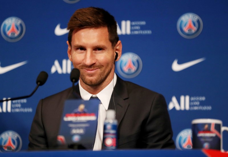 &copy; Reuters. Messi em entrevista pelo Paris St Germain, em Paris
11/7/2021 REUTERS/Sarah Meyssonnier