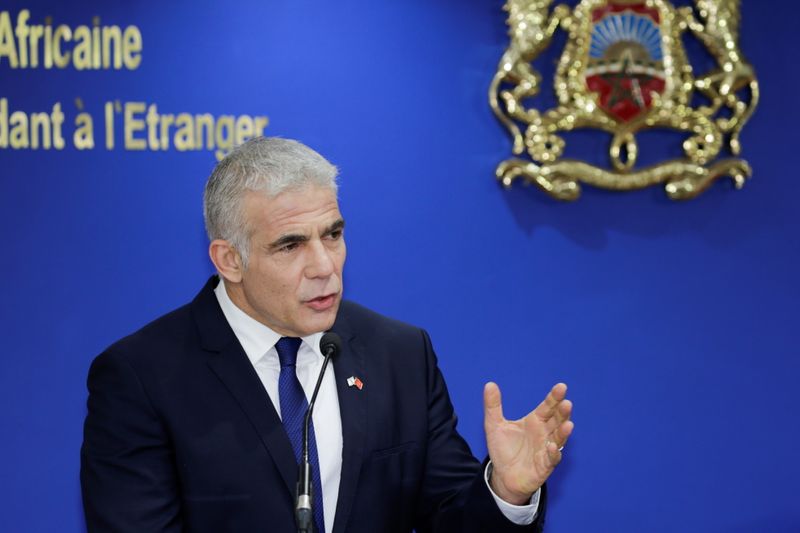 &copy; Reuters. Ministro das Relações Exteriores de Israel, Yair Lapid, durante visita a Rabat, no Marrocos
11/08/2021 REUTERS/Youssef Boudlal