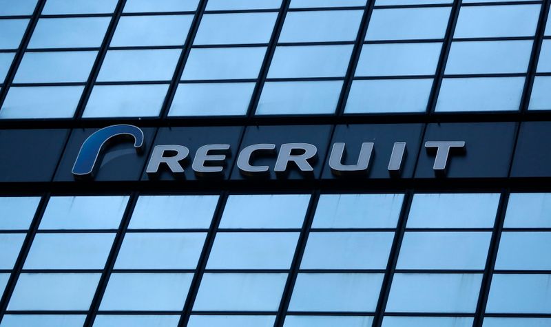 &copy; Reuters. The logo of Recruit Holdings is seen on its headquarters building in Tokyo September 10, 2014. Japan's largest recruitment company Recruit Holdings said it is planning an initial public offering worth 193 billion yen ($1.8 billion), which will test invest