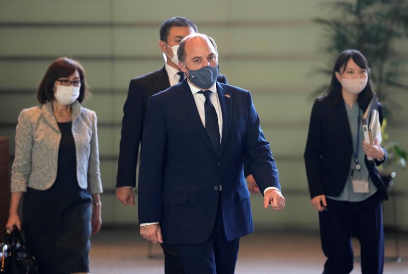 &copy; Reuters. Secretário britânico de Defesa, Ben Wallace, durante visita ao Japão
20/07/2021 Franck Robichon/Pool via REUTERS 