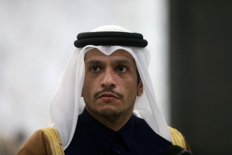 &copy; Reuters. Qatari foreign minister Sheikh Mohammed bin Abdulrahman Al-Thani, is pictured at the presidential palace in Baabda, Lebanon February 9, 2021. REUTERS/Mohamed Azakir - RC2YOL9055PG