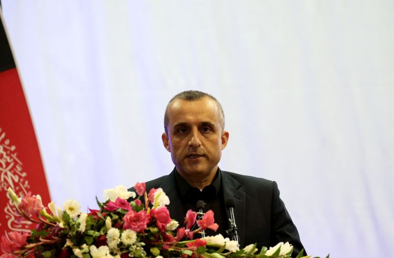 &copy; Reuters. IMAGEN DE ARCHIVO. Amrullah Saleh, candidato a la vicepresidencia, habla durante la campaña presidencial en Kabul, Afganistán, Septiembre 13, 2019. REUTERS/Omar Sobhani