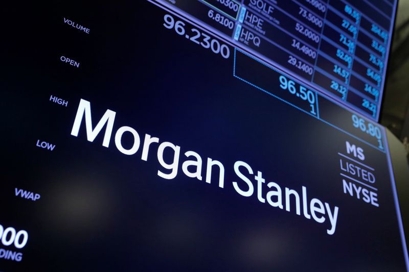 &copy; Reuters. The logo for Morgan Stanley is seen on the trading floor at the New York Stock Exchange (NYSE) in Manhattan, New York City, U.S., August 3, 2021. REUTERS/Andrew Kelly/Files