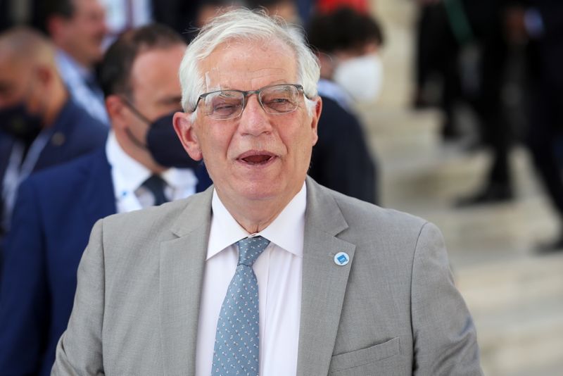 &copy; Reuters. European Union Foreign Policy Chief Josep Borrell arrives to attend the G20 meeting of foreign and development ministers in Matera, Italy, June 29, 2021. REUTERS/Yara Nardi