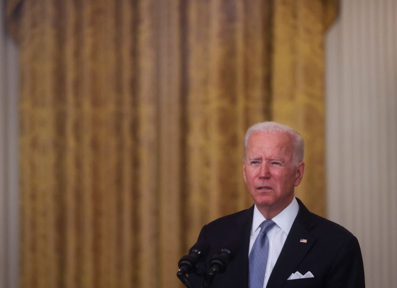 &copy; Reuters. U.S. President Joe Biden delivers remarks on the crisis in Afghanistan during a speech in the East Room at the White House in Washington, U.S., August 16, 2021. REUTERS/Leah Millis