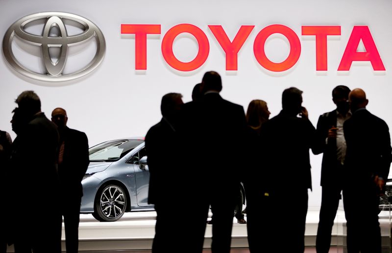 &copy; Reuters. FILE PHOTO: A Toyota logo is displayed at the 89th Geneva International Motor Show in Geneva, Switzerland March 5, 2019. REUTERS/Pierre Albouy/File Photo
