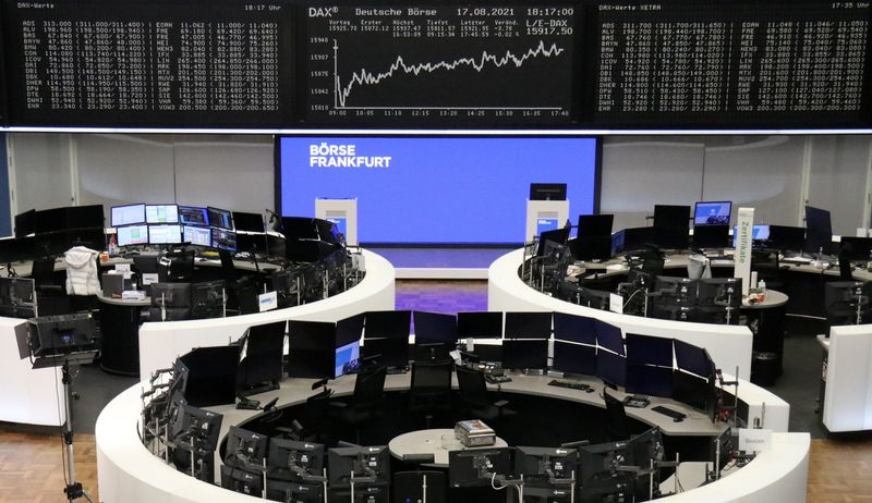 &copy; Reuters. The German share price index DAX graph is pictured at the stock exchange in Frankfurt, Germany August 17, 2021. REUTERS/Staff