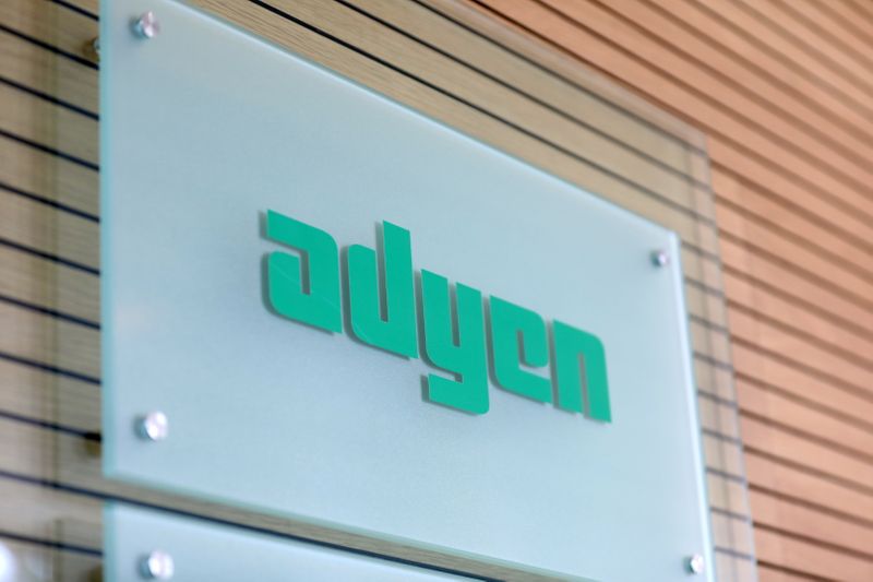 &copy; Reuters. FILE PHOTO: The Adyen logo is seen at the reception desk of the company's headquarters in Amsterdam, Netherlands August 24, 2018. REUTERS/Eva Plevier/File Photo