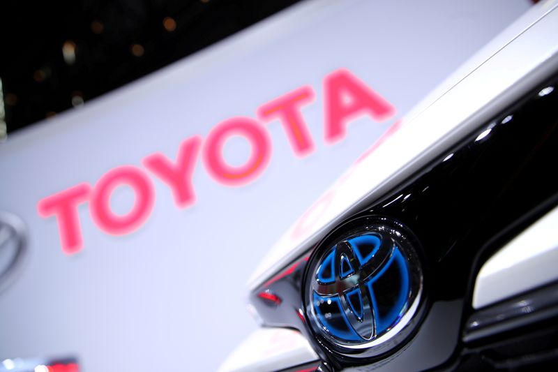 &copy; Reuters. FILE PHOTO: The Toyota logo is seen on a Corolla model at the 89th Geneva International Motor Show in Geneva, Switzerland March 5, 2019. REUTERS/Denis Balibouse 
